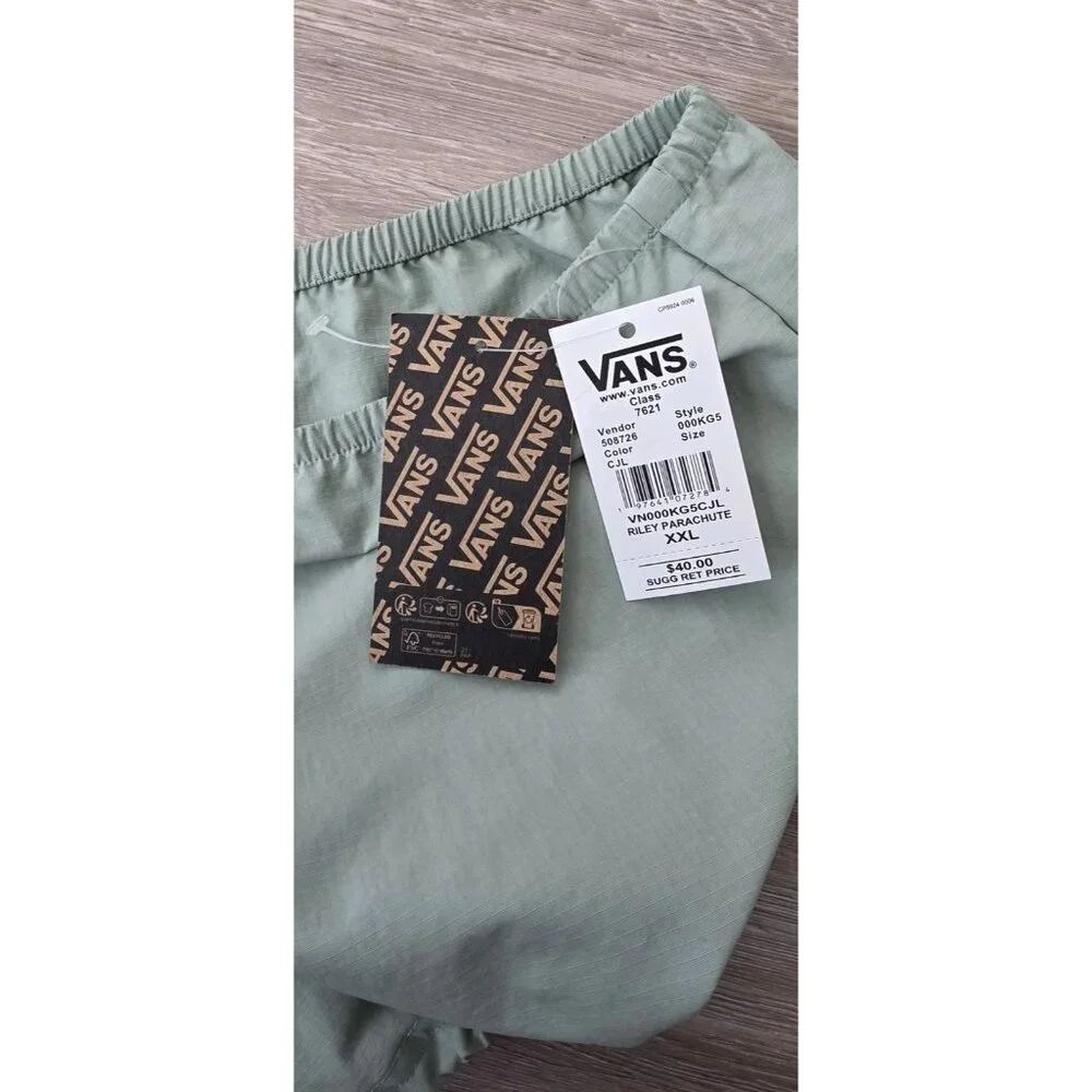 Vans Riley Parachute Bandeau Tube Top Green Nylon Strapless XXL NWT‎